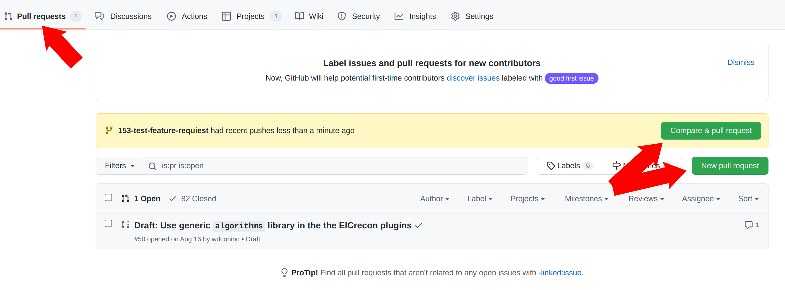 Opening a pull request from the new branch